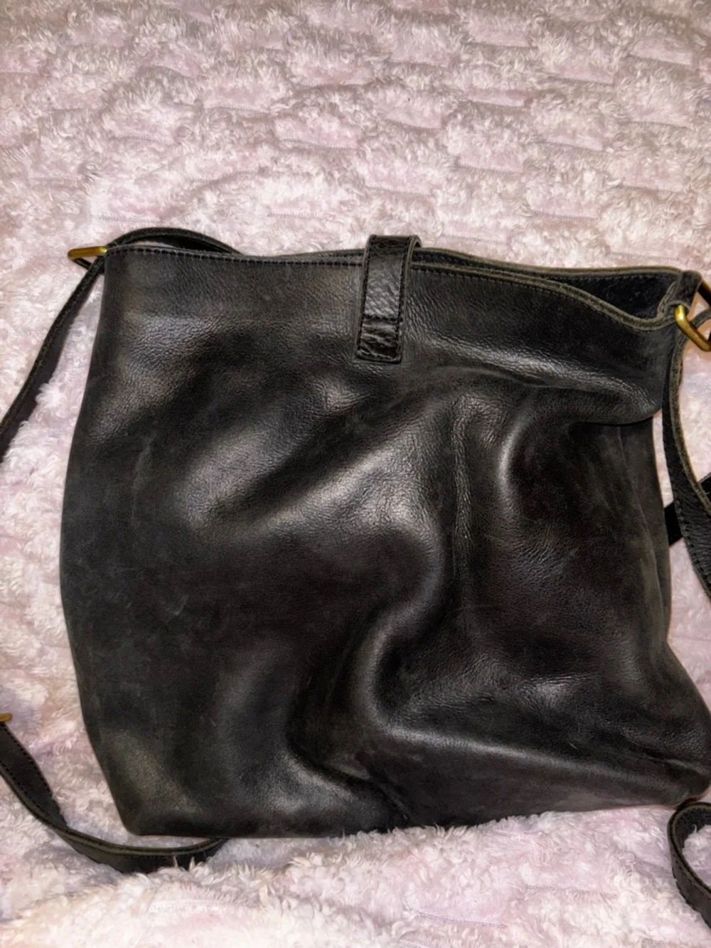 Elevate Black Leather convertible crossbody/backpack with tassel